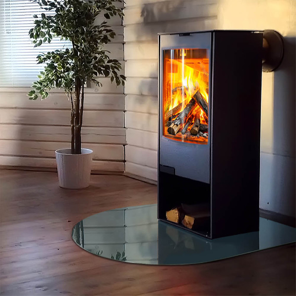 Polovalna kaljeno steklo za pod kamin Barva morja