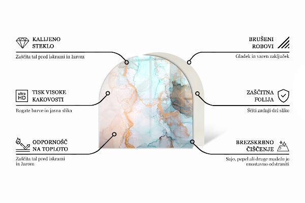 Polovalna steklo za pod kamin Barva Bež