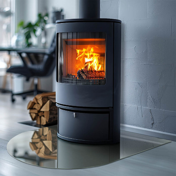 Polovalna ognjevarno steklo za kamin Sivo-zelena barva