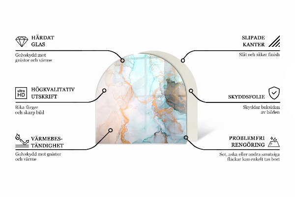 Polovalna kaljeno steklo za pod kamin Barva Sivo-zelena
