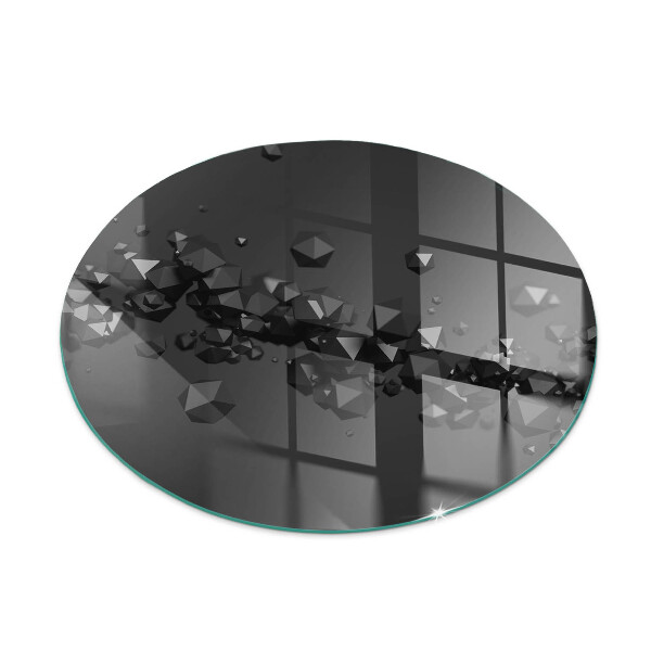 Okrogla steklo za pod kamin Abstraktni oblak trdnih snovi