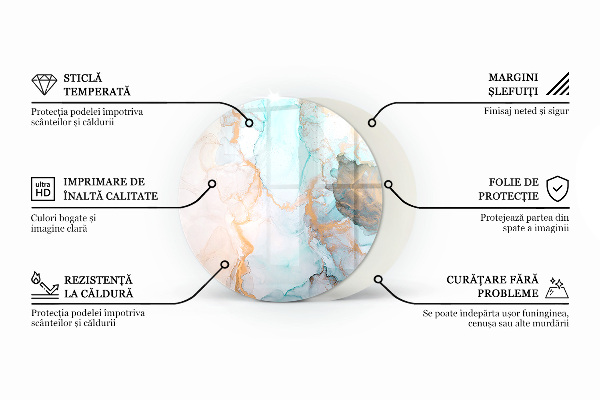 Okrogla steklena podložna plošča za kamin Mozaični vzorci v ploščicah