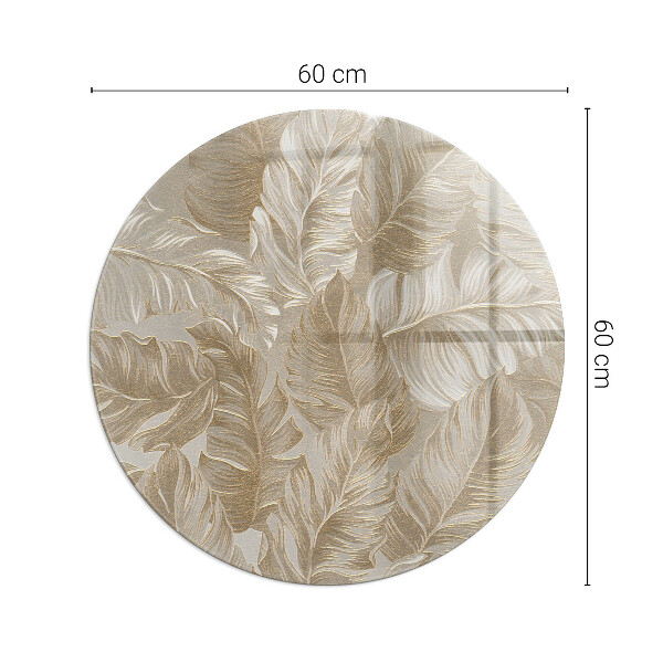 Okrogla steklo za pod kamin Listi v subtilnih vzorcih