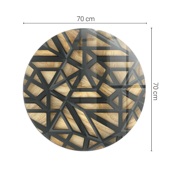 Okrogla steklena podložna plošča za kamin Geometrija z lesom