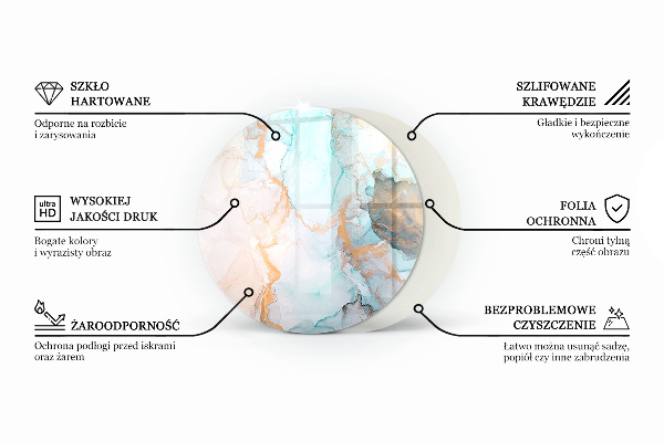 Okrogla steklo za pod kamin 3D geometrijski vzorec