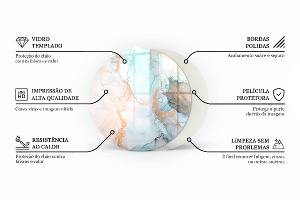 Okrogla steklo za pod kamin Vzorec naravnega kamna