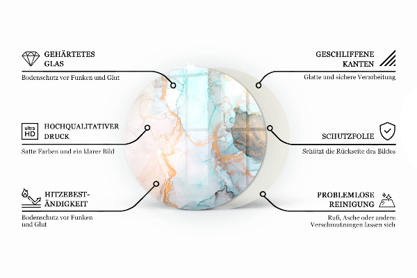 Okrogla steklena podložna plošča za kamin Rastlinski motivi z metulji