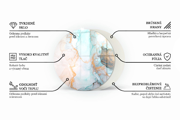 Okrogla podložno steklo za kamin Nežen marmorni vzorec