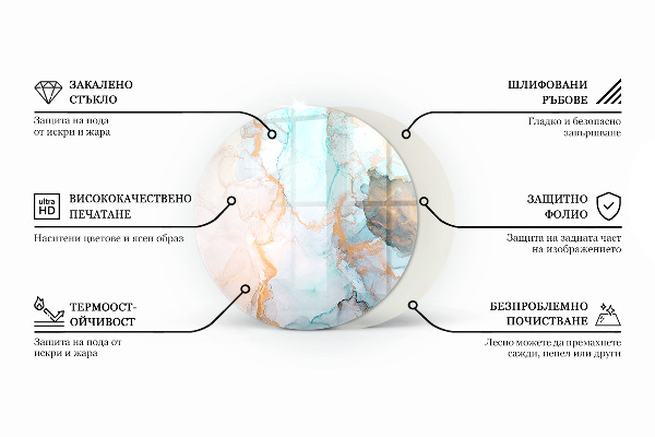 Okrogla steklo za pod kamin Barva Sivo-rjava