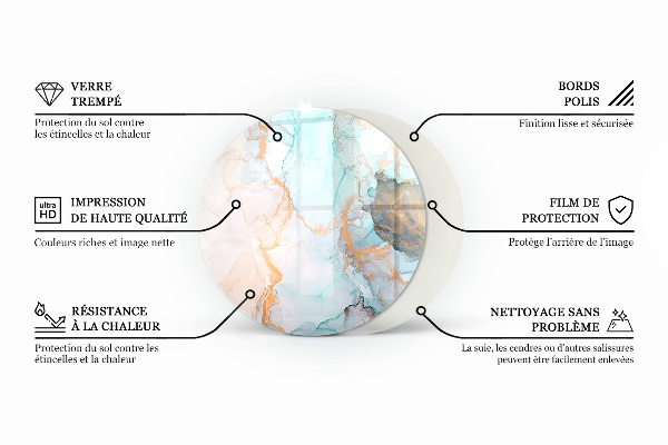 Okrogla steklo za pod kamin Barva Sivo-rjava