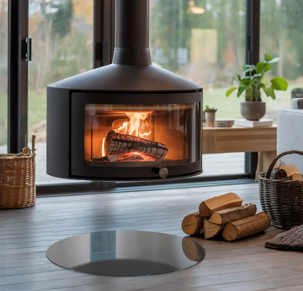 Okrogla steklo za pod kamin Barva Sivo-rjava