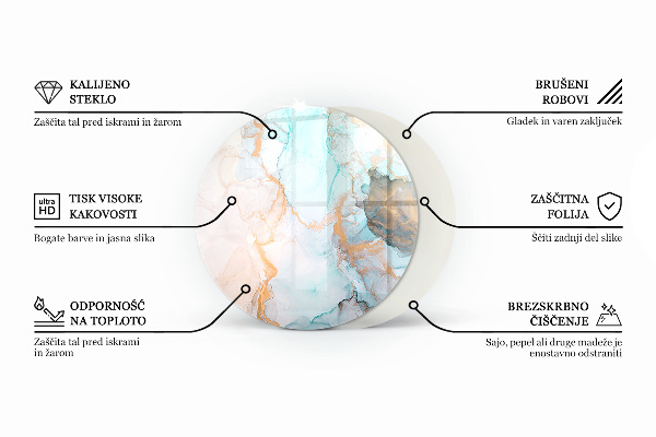 Okrogla steklena podložna plošča za kamin Barva temno modra