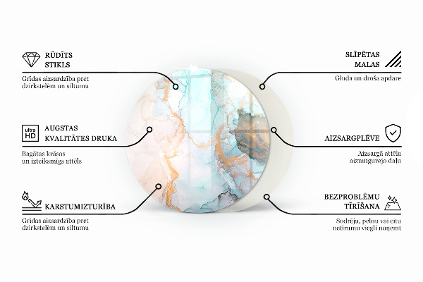 Okrogla steklena podložna plošča za kamin Barva rjava