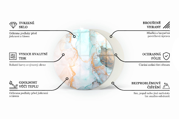 Okrogla steklena podložna plošča za kamin Barva siva