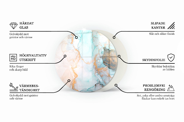 Okrogla steklo za pod kamin Barva Svetlo zelena