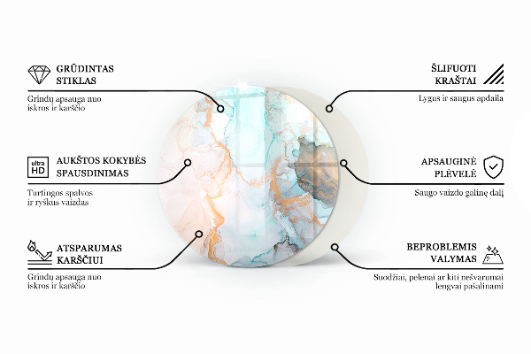 Okrogla steklena podložna plošča za kamin Barva Svetlo siva
