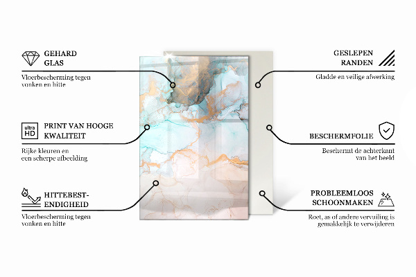Pravokotna kaljeno steklo za kamin Dekorativni vzorci ploščic