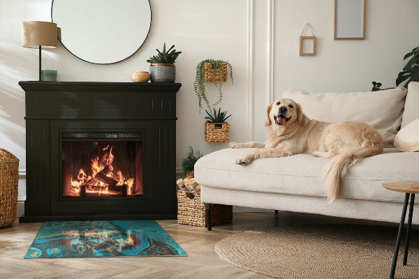 Pravokotna kaljeno steklo za kamin Abstraktni organski vzorec