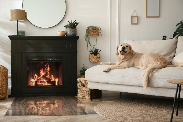 Pravokotna kaljeno steklo za kamin Naravni lesni vzorec