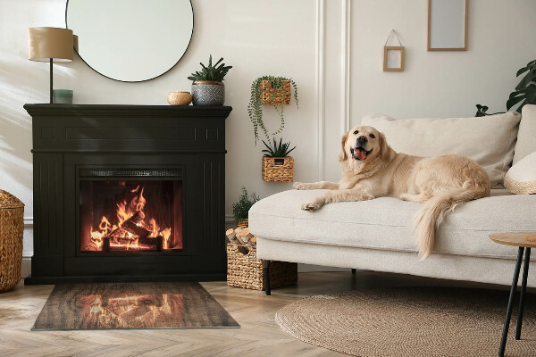 Pravokotna kaljeno steklo za kamin Naravni lesni vzorec