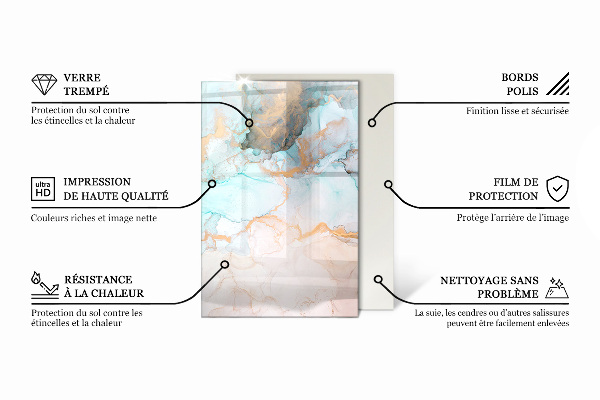 Pravokotna steklo za kamin Plošče v različnih odtenkih