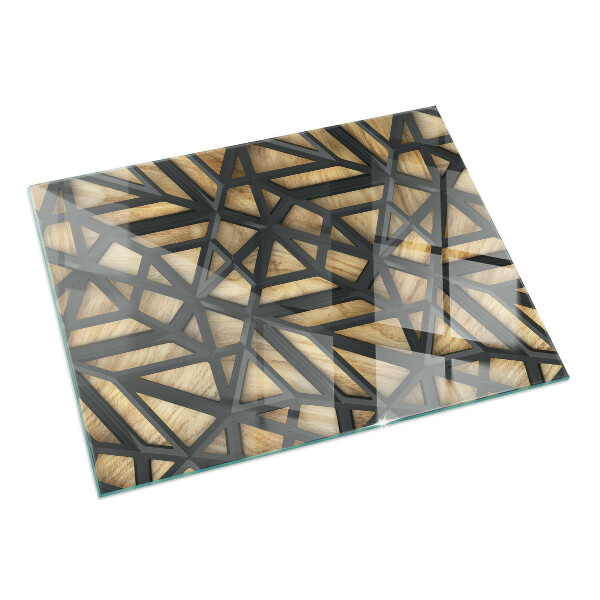 Pravokotna podložna plošča za kamin Geometrija z lesom