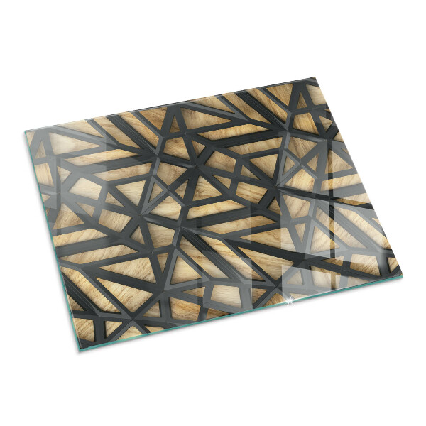 Pravokotna podložna plošča za kamin Geometrija z lesom