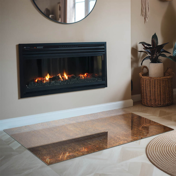 Pravokotna kaljeno steklo za kamin Tekstura rje na ozadju