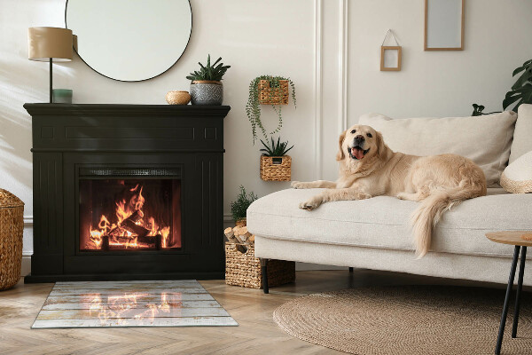 Pravokotna kaljeno steklo za kamin Poškodovana lesena deska