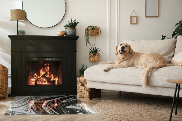 Pravokotna kaljeno steklo za kamin Abstraktni valovi in ​​črte