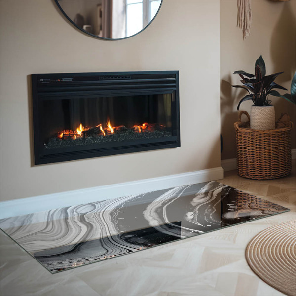 Pravokotna kaljeno steklo za kamin Abstraktni valovi in ​​črte