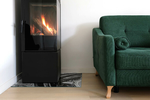 Pravokotna kaljeno steklo za kamin Abstraktni valovi in ​​črte