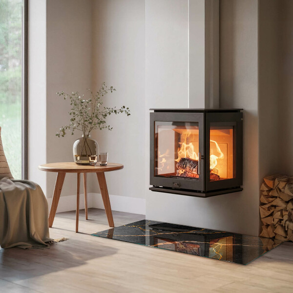Pravokotna kaljeno steklo za kamin Eleganten marmor z žilami