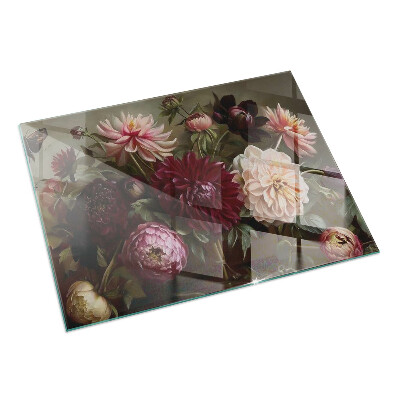 Pravokotna kaljeno steklo za kamin Cvetlični šopek v podrobnostih