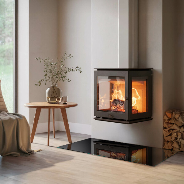 Pravokotna kaljeno steklo za kamin Barva črna