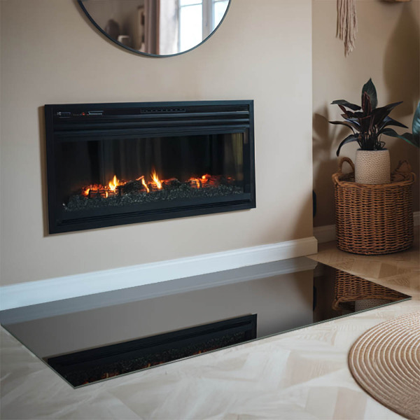 Pravokotna kaljeno steklo za kamin Barva črna