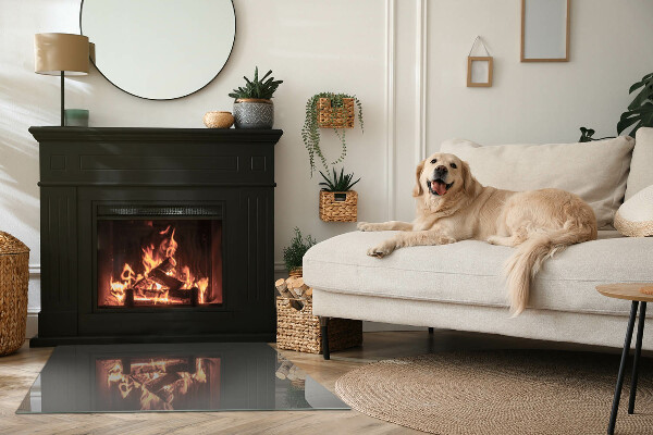 Pravokotna steklo za kamin Barva Sivo-rjava