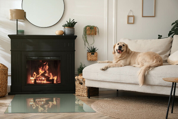 Pravokotna steklo za kamin Olivna barva