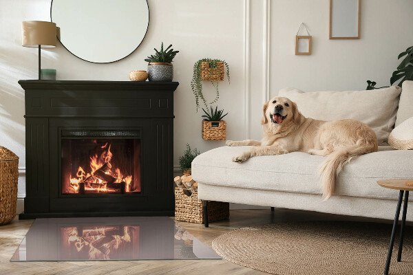 Pravokotna kaljeno steklo za kamin Barva Bež