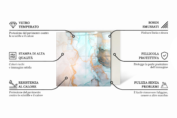 Šesterokotna steklena podložna plošča za kamin Geometrija z lesom