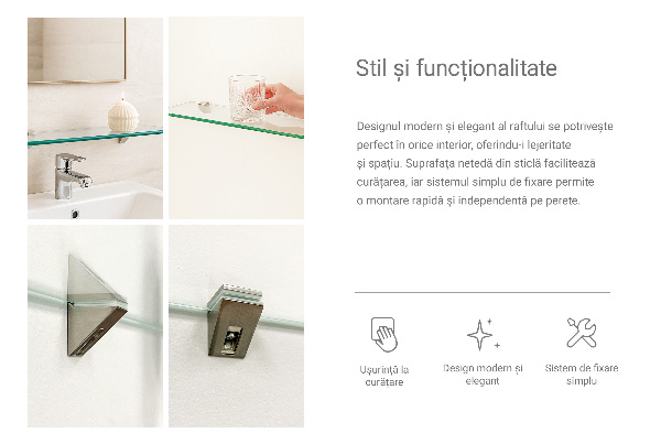 Stenska polica iz kaljenega stekla 100x13 cm