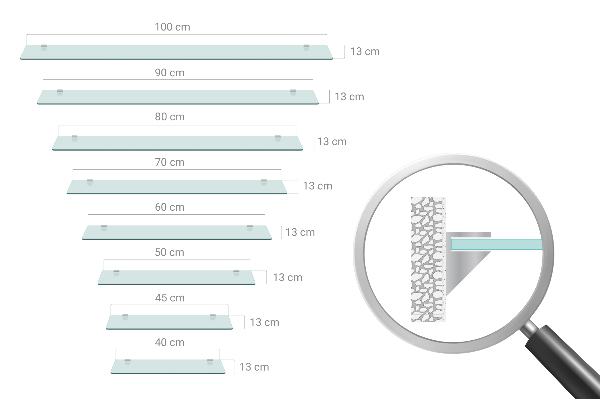 Steklena polica za kopalnico 40x13 cm
