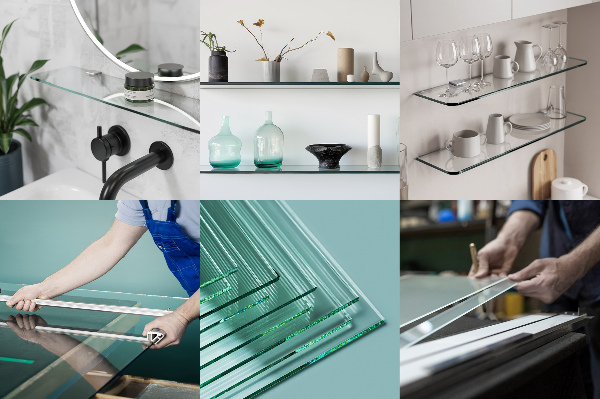 Pravokotna stenska polica iz stekla 80x13 cm