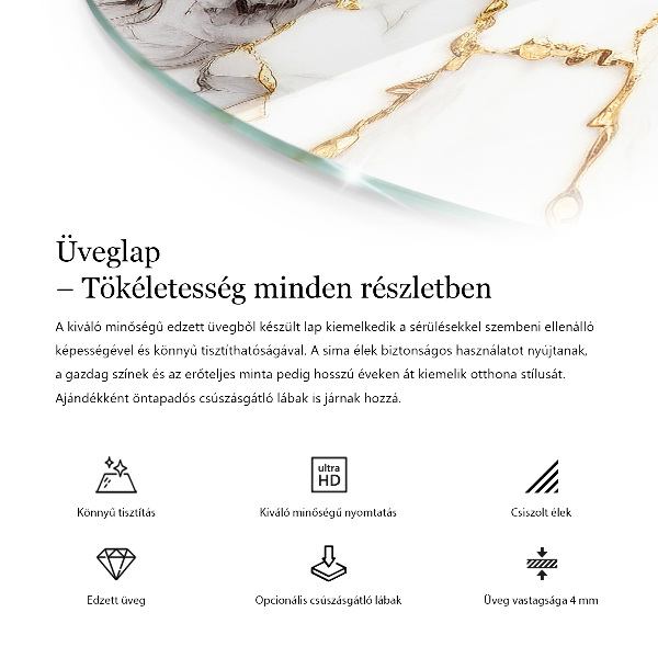 Steklena mizna plošča z natisom Gladka bela barva