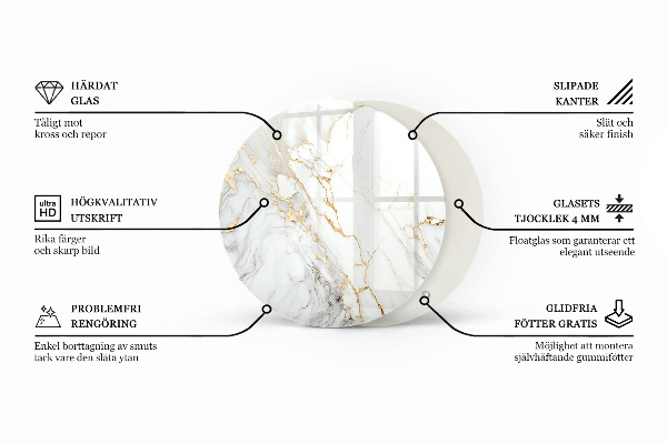 Steklena mizna plošča z natisom Gladka bela barva