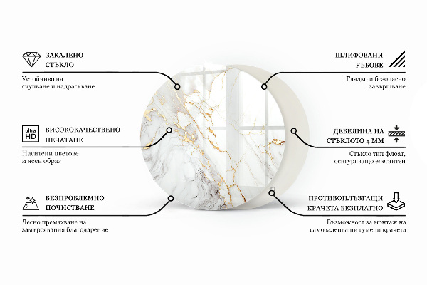 Okrogla steklena mizna plošča Naravna lesena tekstura