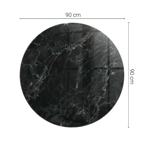 Okrogla steklena mizna plošča z natisom Vzorec marmorja z žilami