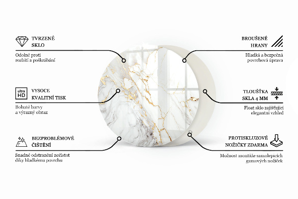 Steklena mizna plošča z natisom Eleganten leseni motiv