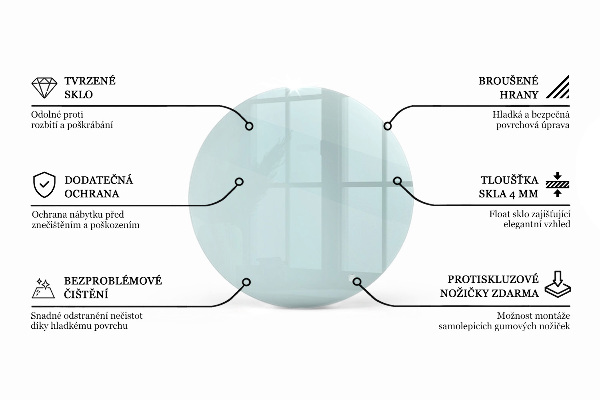 Okrogla steklena mizna plošča prozoren