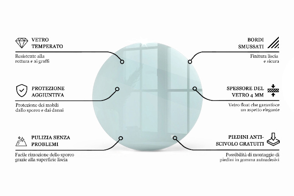 Okrogla steklena mizna plošča prozoren